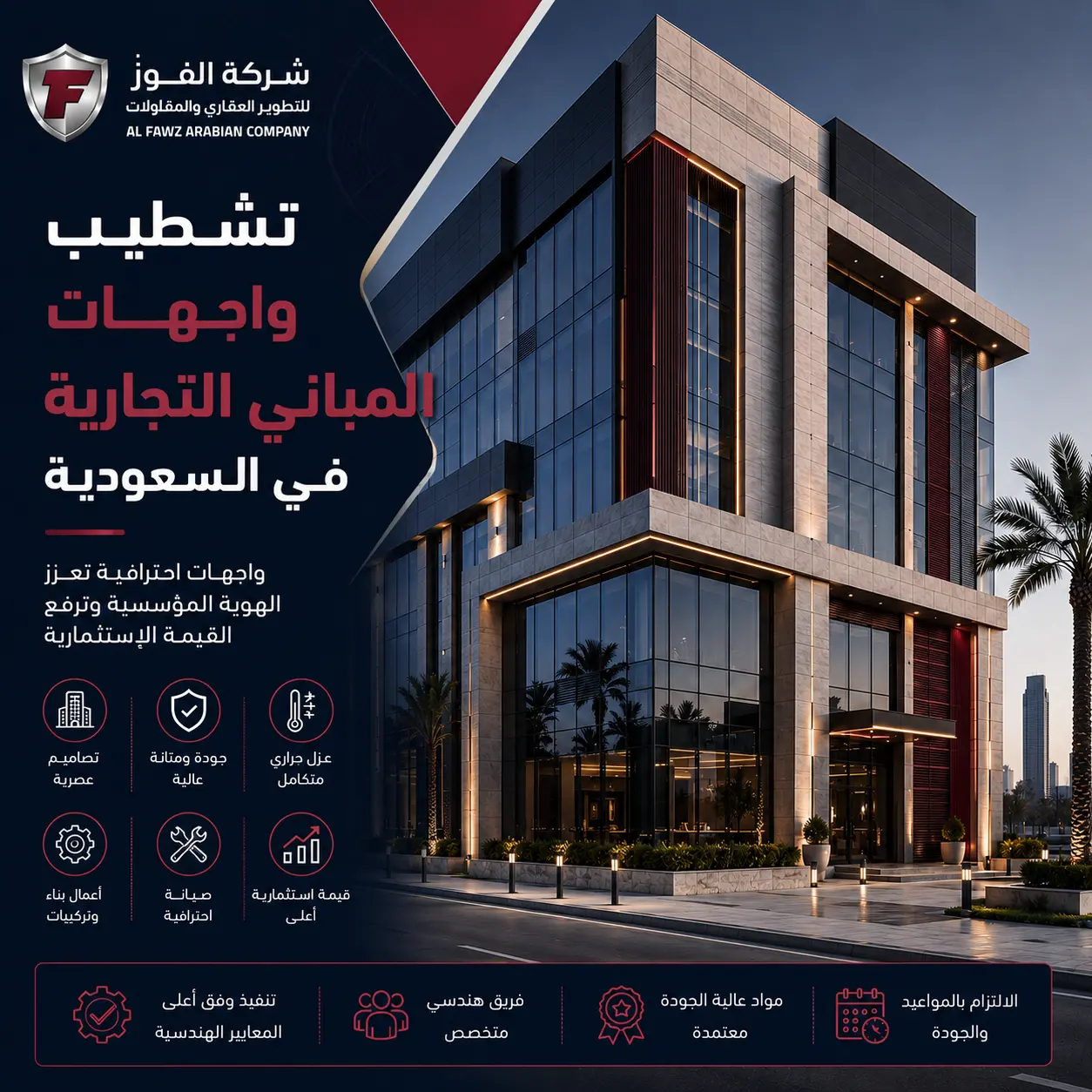 تشطيب واجهات المباني التجارية في السعودية
