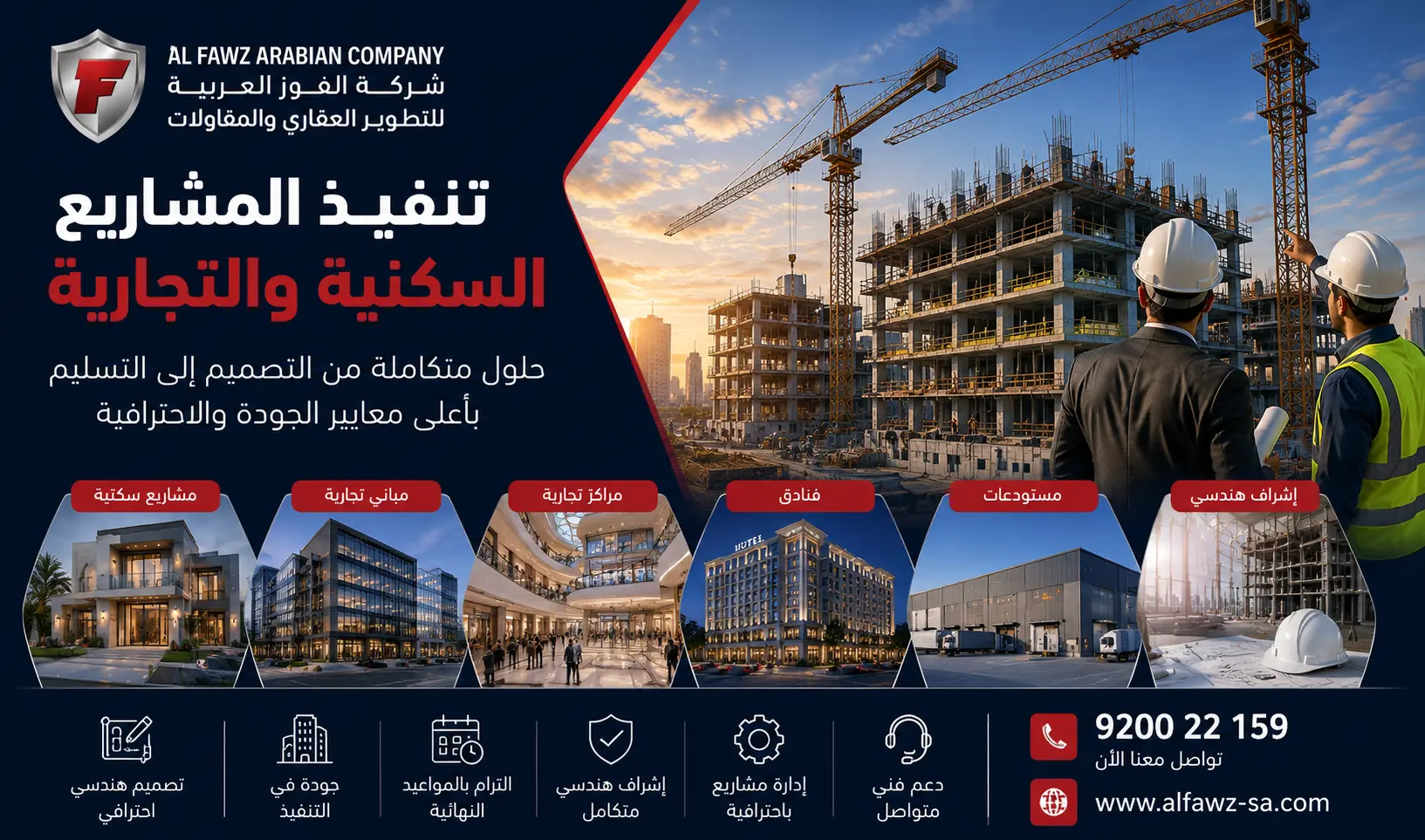 تنفيذ مشاريع سكنية وتجارية