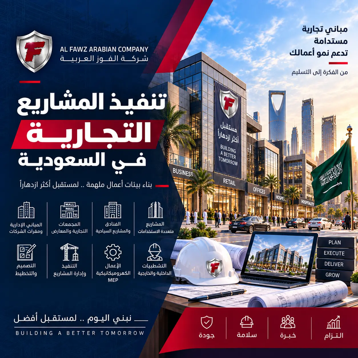 مقاول مشاريع تجارية في السعودية لتنفيذ المباني والمنشآت التجارية