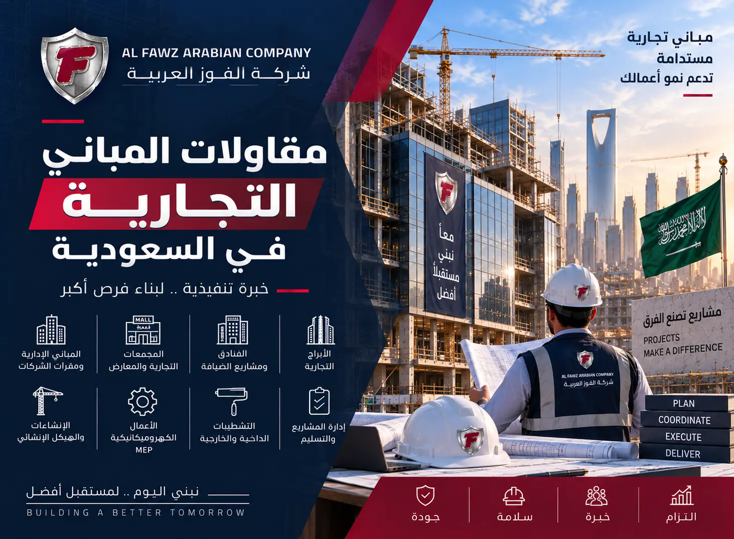 مقاول مجمعات تجارية لتنفيذ المشاريع من البنية التحتية حتى التشغيل