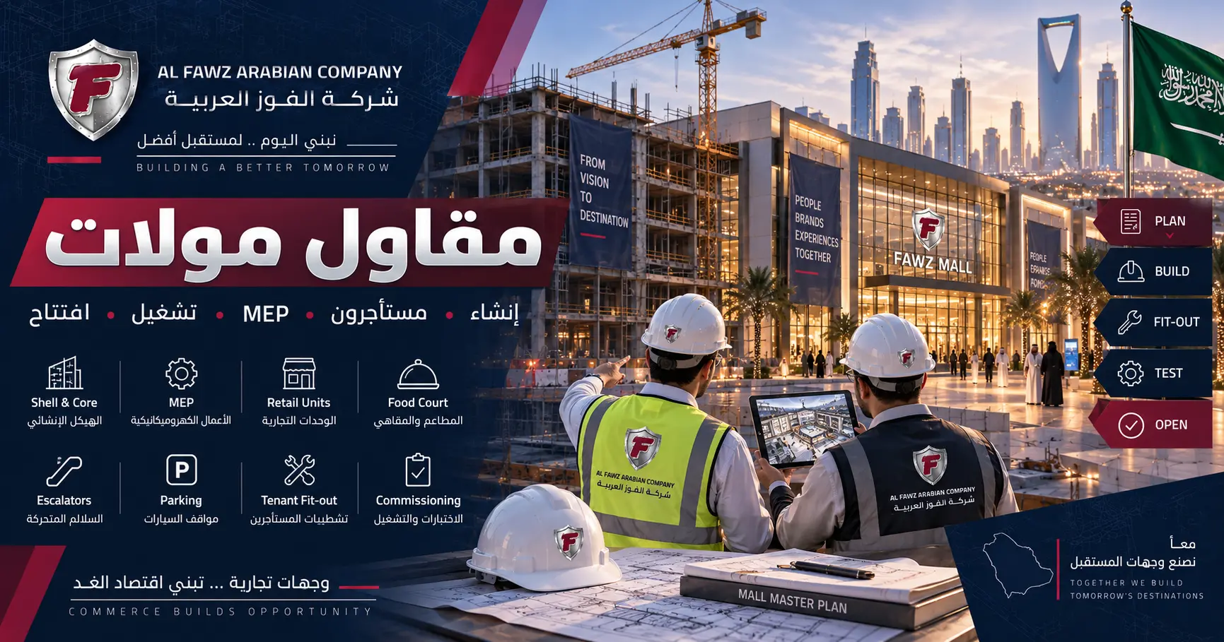 مقاول مولات لتنفيذ المشاريع التجارية من الإنشاء حتى الافتتاح